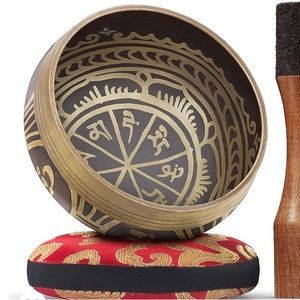 Tibetan Singing Bowl Set 3.94 x 3.94 x 1.97 Ideal to Take Along